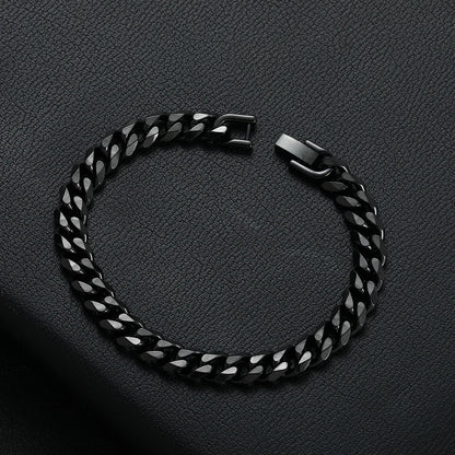 Titanium Steel Golden Black Cuban Chain Bracelet