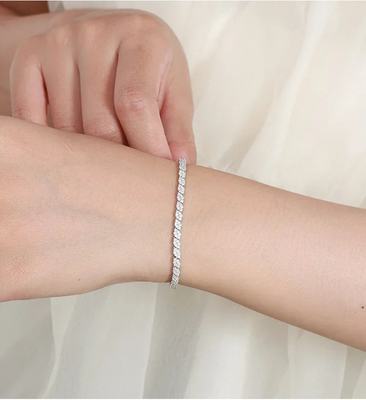 EWYA Full Moissanite Diamond Hook Link Chain Bracelet 1.2mm D Color For Woman Man S925 GRA Certified Couple Bracelets Bangle