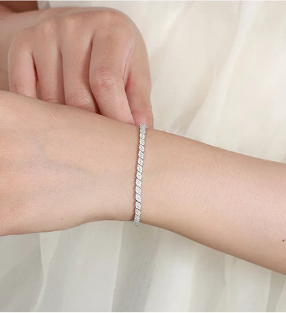 EWYA Full Moissanite Diamond Hook Link Chain Bracelet 1.2mm D Color For Woman Man S925 GRA Certified Couple Bracelets Bangle