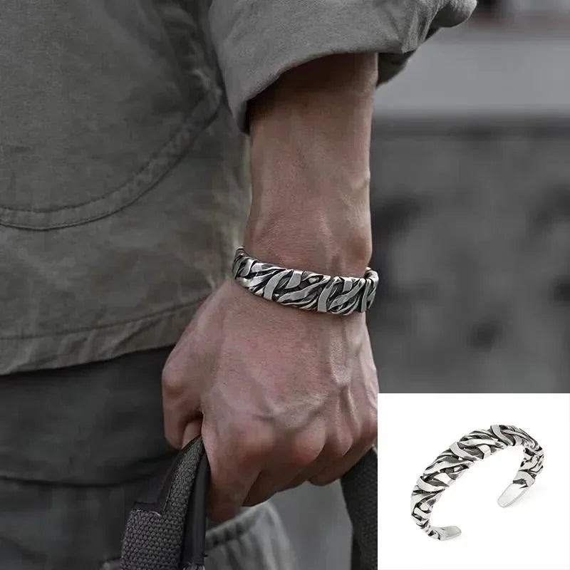 Silver Plated Twisted Twist Cuff Bracelet