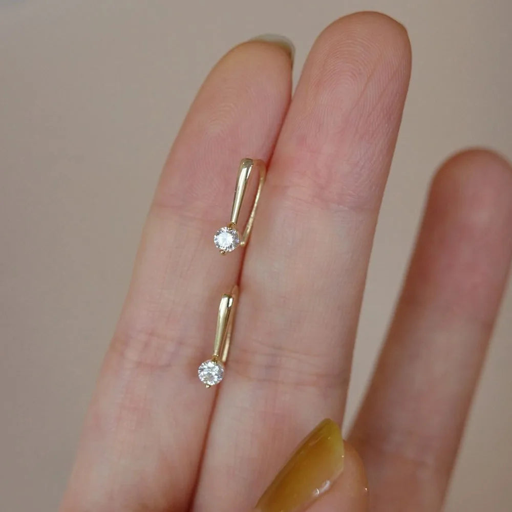 Original Silver 925 14K Gold simple Hook Earrings For Woman Piercing Wedding Luxury Elegant Jewelry