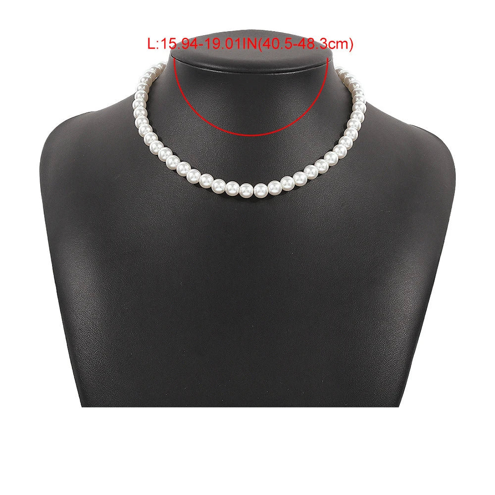 Elegant White Imitation Pearl Choker Necklace For Women