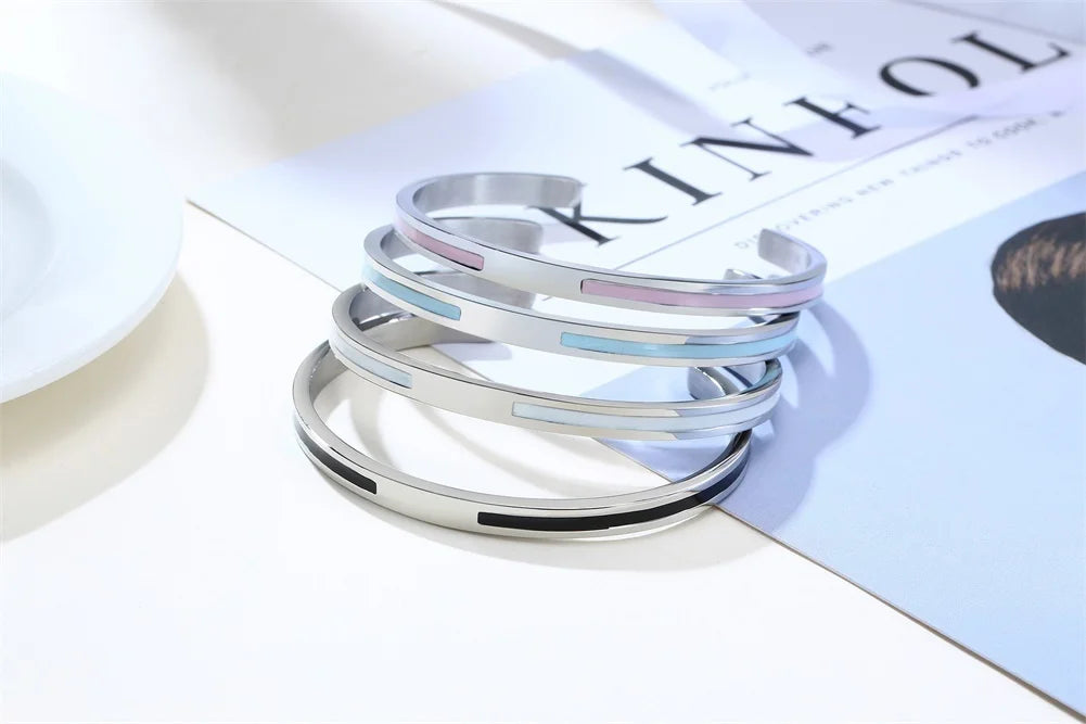 Men Bangle, Enemal Bangle Mens, Viking Logo Cuff Bracelet For Gentleman ,Stainless Steel Minimalist Bracelets