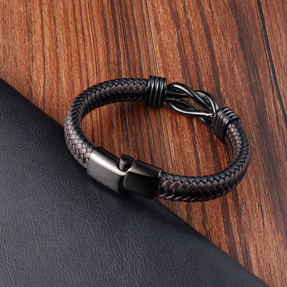 Stainless Steel Genuine Leather Men Bracelet