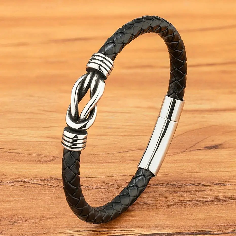 Leather Stainless Steel Irregular Bracelet