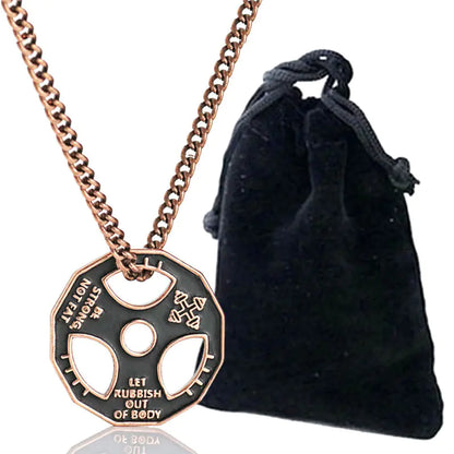 Men's Dumbbell and Steering Wheel Pendant Necklace