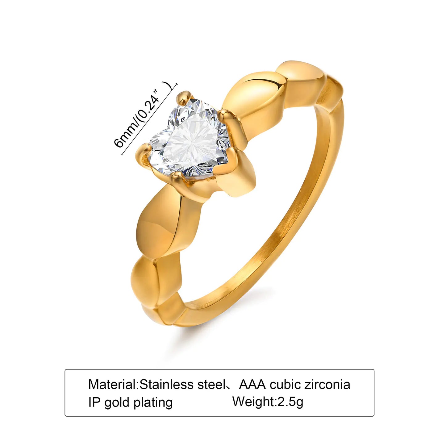 Minimal Zircon Gold Ring for Women
