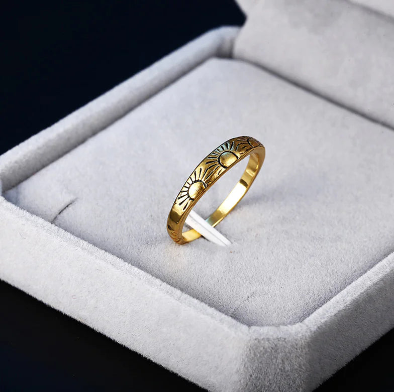 14K Gold Sun Ring for Women