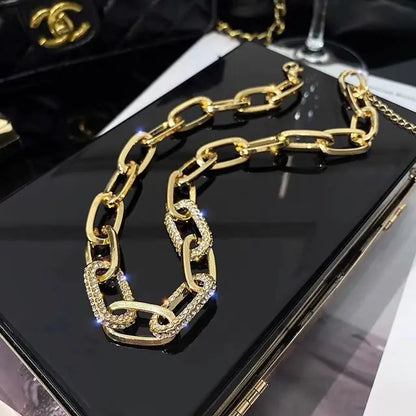 Men's Thick Chain Necklace with Diamond Embedding