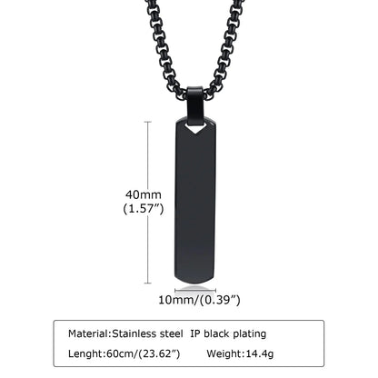 Men's Stainless Steel Rectangular Pendant Necklace