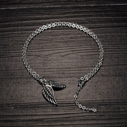 Men's Feather Necklace with Angel Wing Pendant