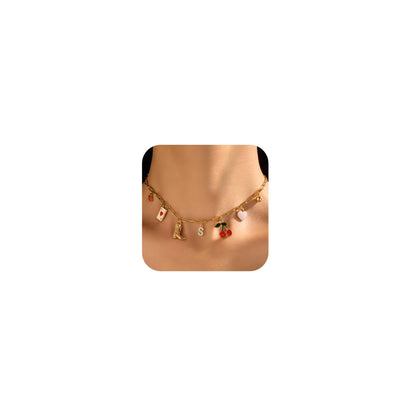 Gold Initial Charm Necklace for Women