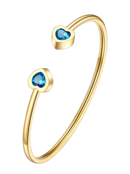 December Birthstone Heart Bangle Gold Bracelets