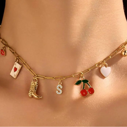 Gold Initial Charm Necklace for Women