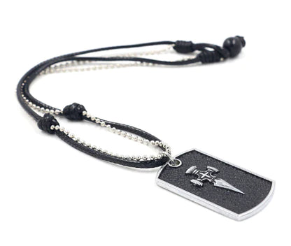 Retro Men's Dog Tag Necklace with Wing Pendant