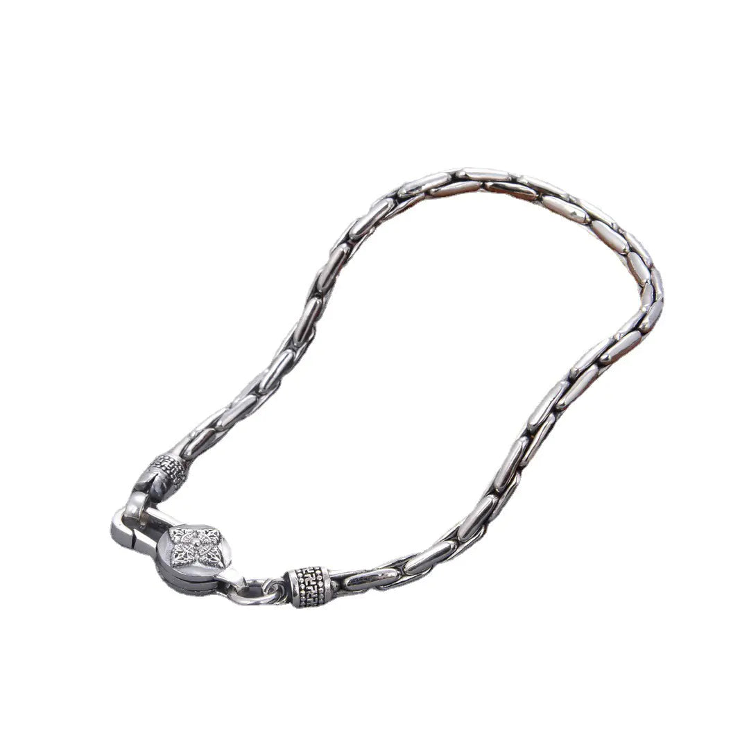 S925 Silver Textured Bamboo Men's Bracelet (3.5mm)