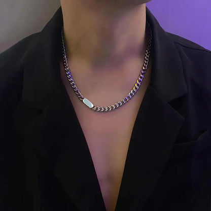 Men's Titanium Steel Cuban Chain Necklace - Simple Style