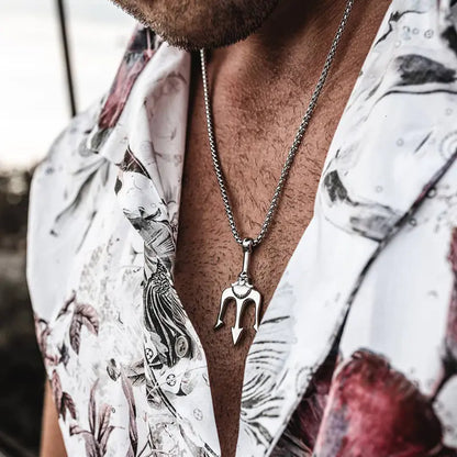 Men's Triton Pendant Necklace in Titanium Steel