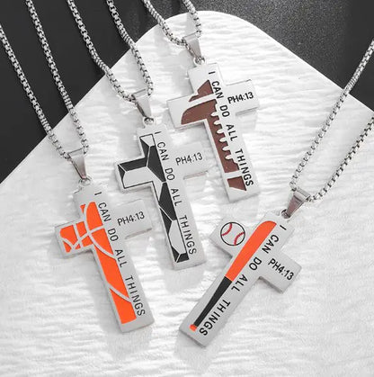 Men's Baseball Cross Necklace