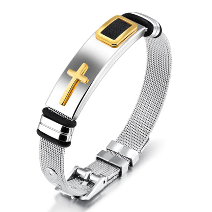 Titanium Steel Cross Bracelet for Men