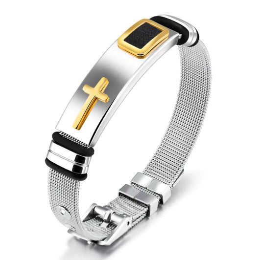 Titanium Steel Cross Bracelet for Men