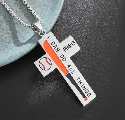 Men's Baseball Cross Necklace