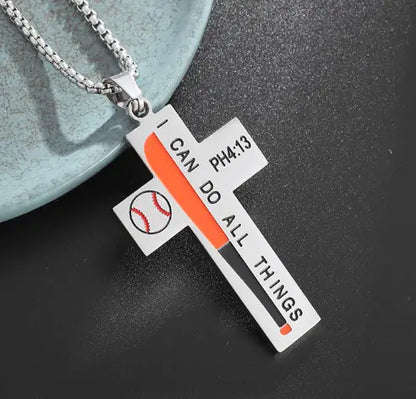 Men's Baseball Cross Necklace