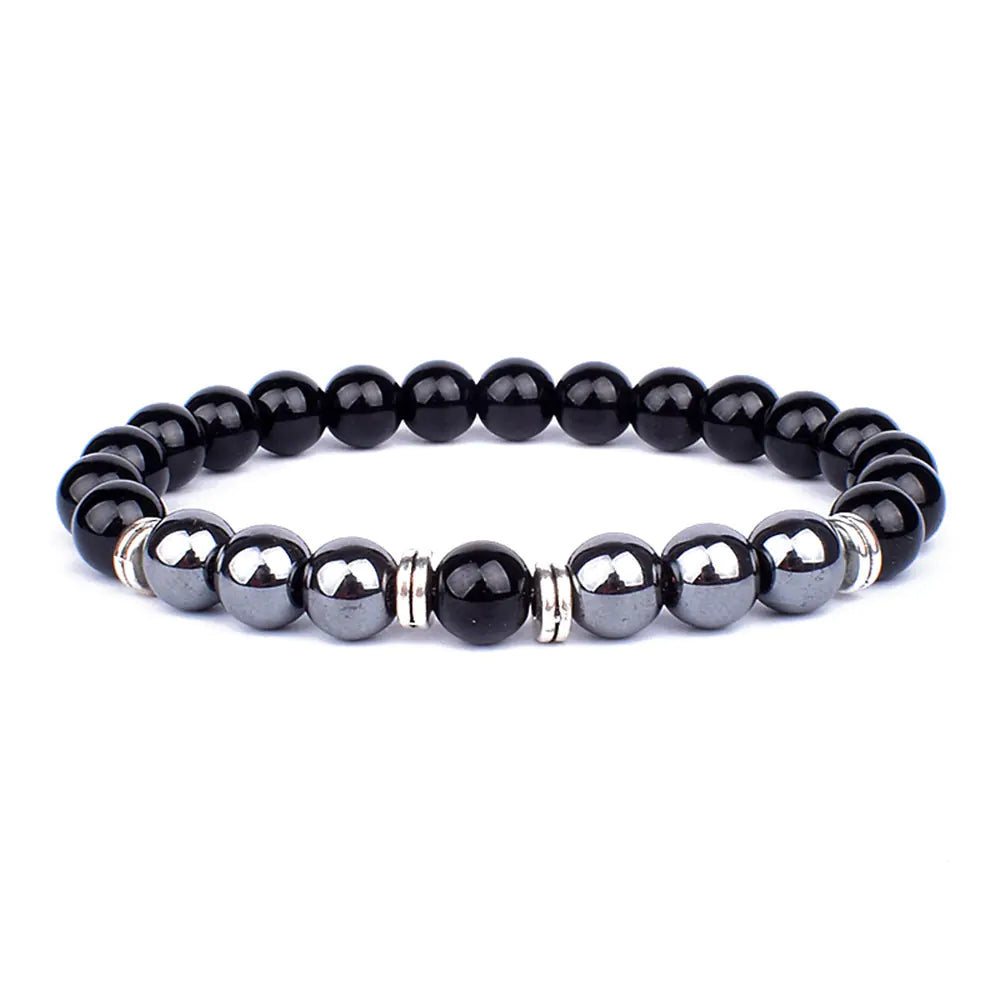 Natural Stone Tiger Eye & Agate Men's Bracelet: