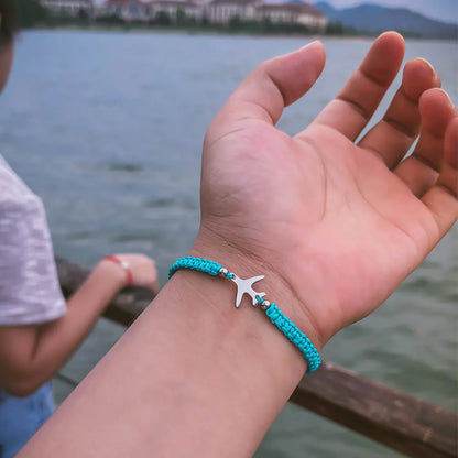 Classic Airplane Pendant Hand-woven Red Rope Bracelet