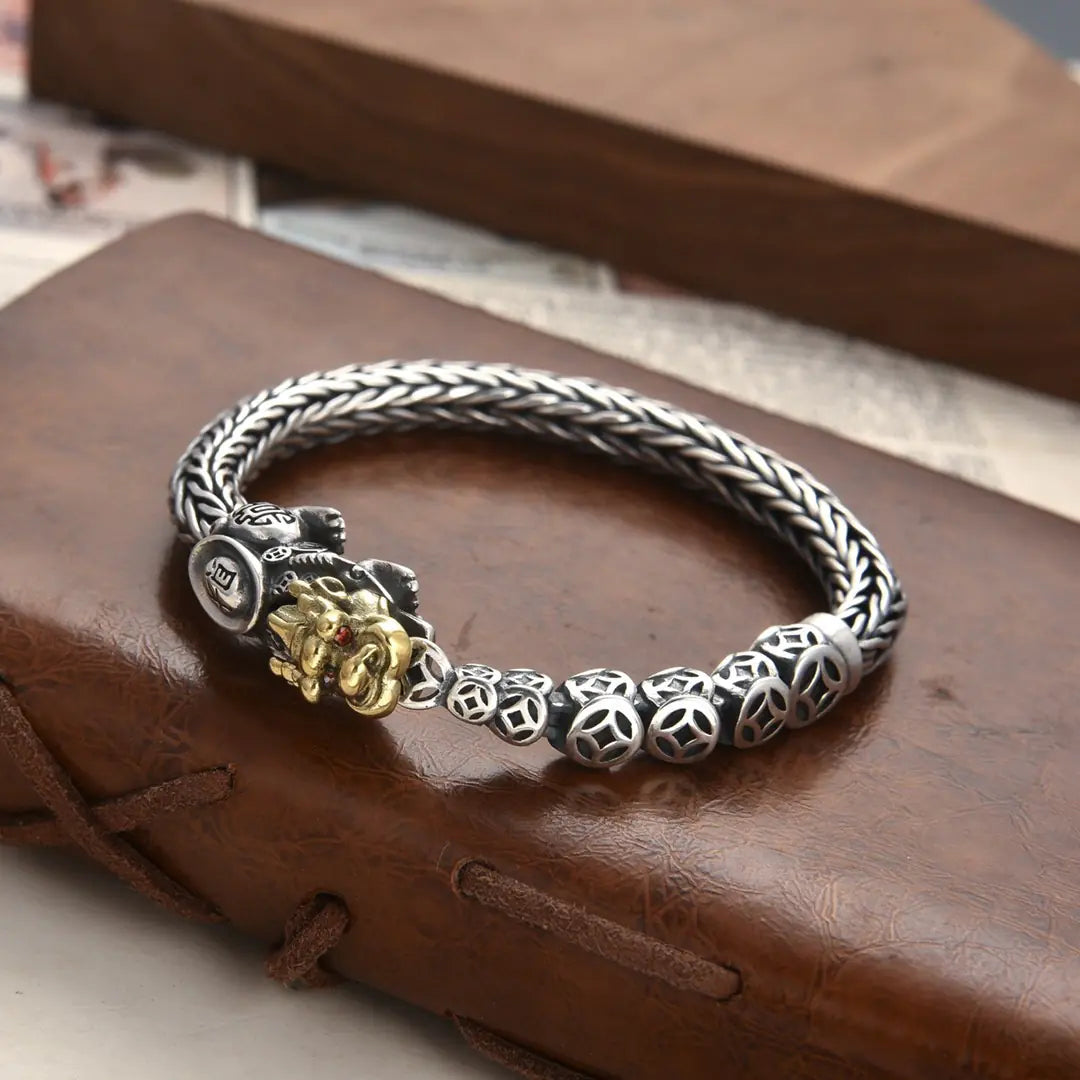 S925 Silver Vintage Men's Bracelet Craft Design