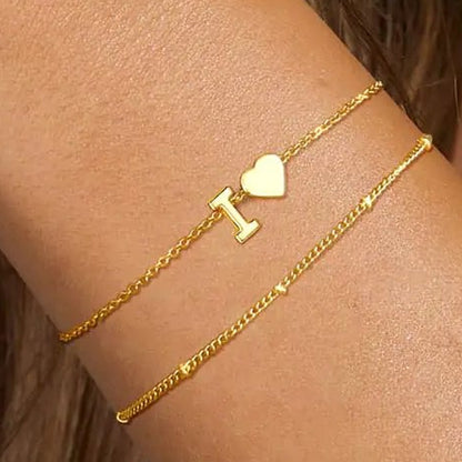 ZOERAY Dainty Initial Heart Bracelets