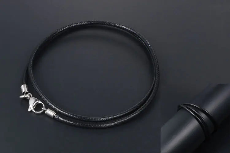 Men's Minimalist Black Woven Linen Wax Rope Necklace