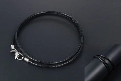 Men's Minimalist Black Woven Linen Wax Rope Necklace