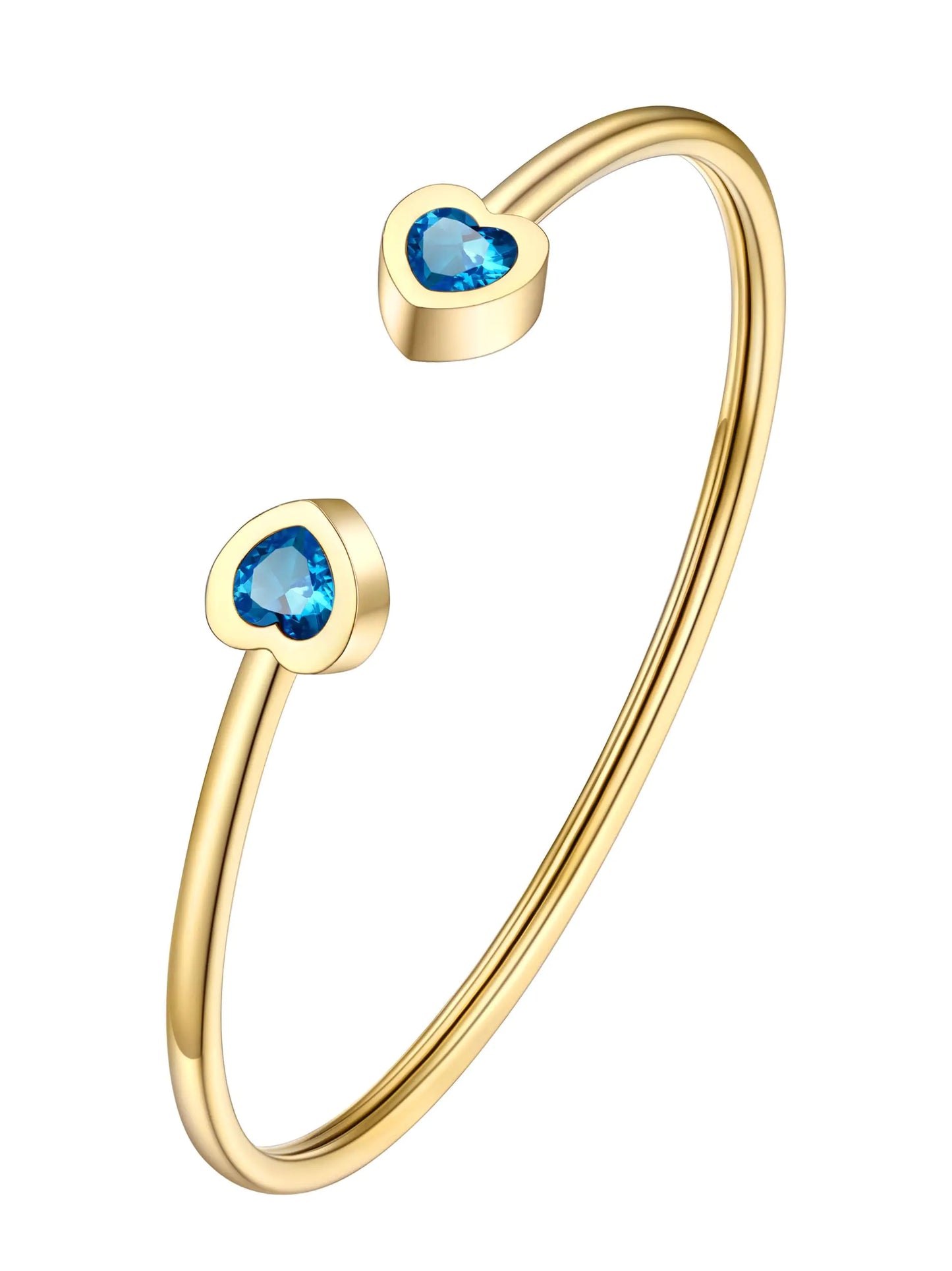 December Birthstone Heart Bangle Gold Bracelets