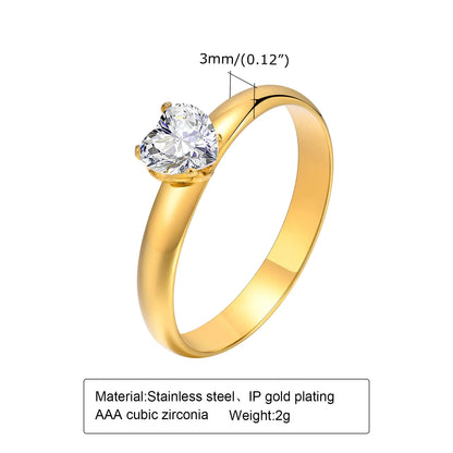 Minimal Zircon Gold Ring for Women