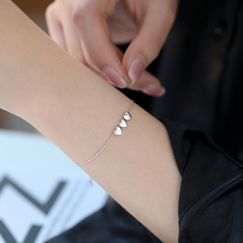 925 Silver Plated Heart Women's Bracelet