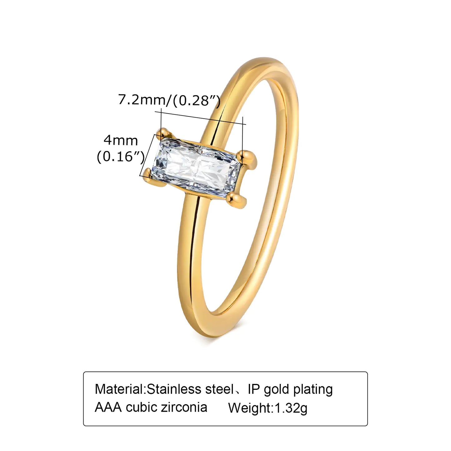 Minimal Zircon Gold Ring for Women