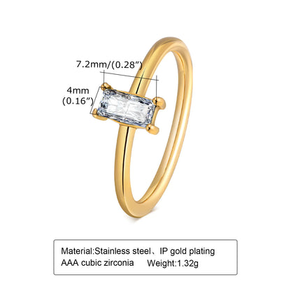 Minimal Zircon Gold Ring for Women