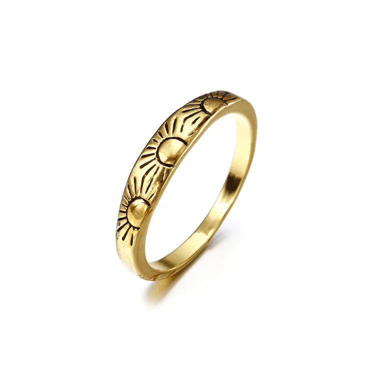 14K Gold Sun Ring for Women