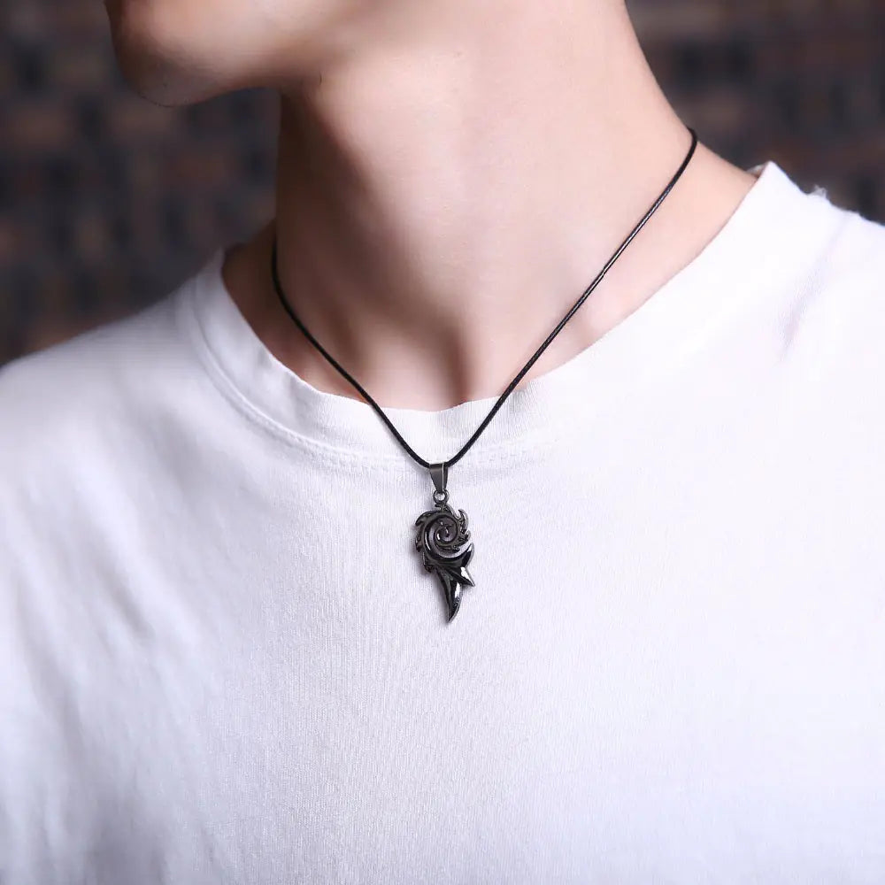 Men's Punk Dragon Flame Pendant Necklace with Chain