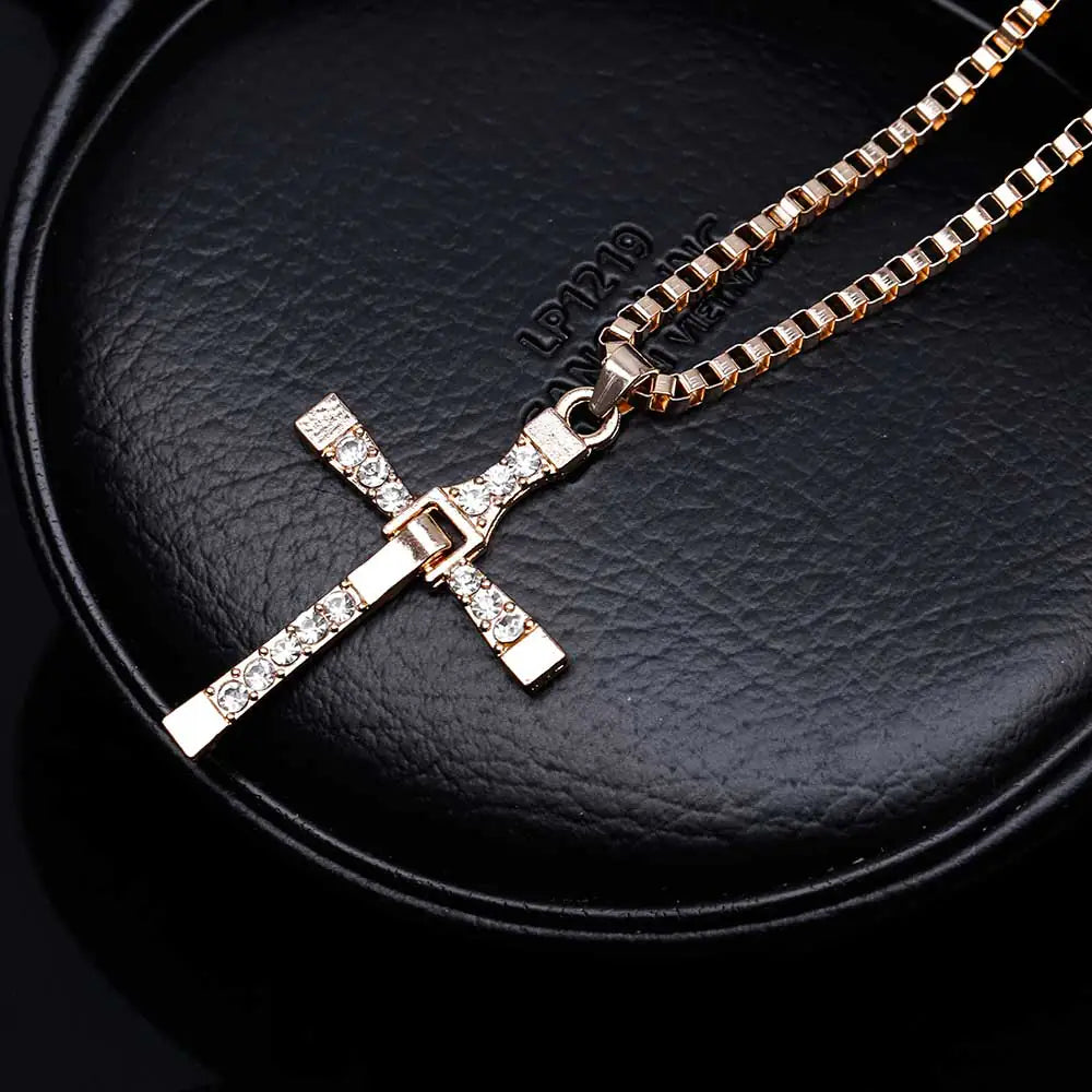 Simple Men's Cross Box Chain Necklace