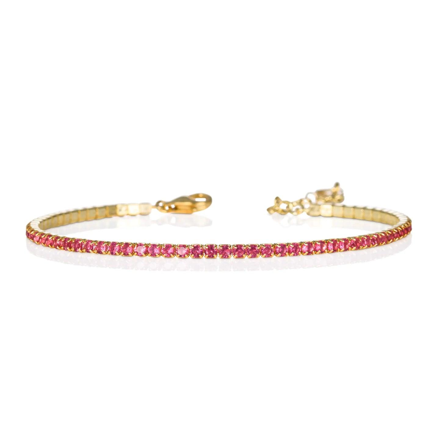 Gold Plated Red Pink Tennis Bracelets
