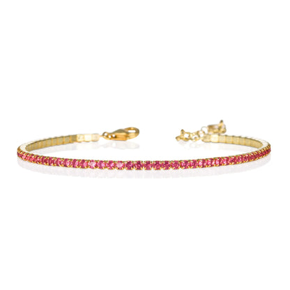 Gold Plated Red Pink Tennis Bracelets