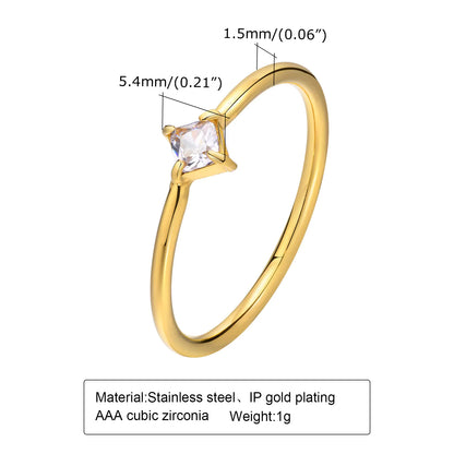 Minimal Zircon Gold Ring for Women
