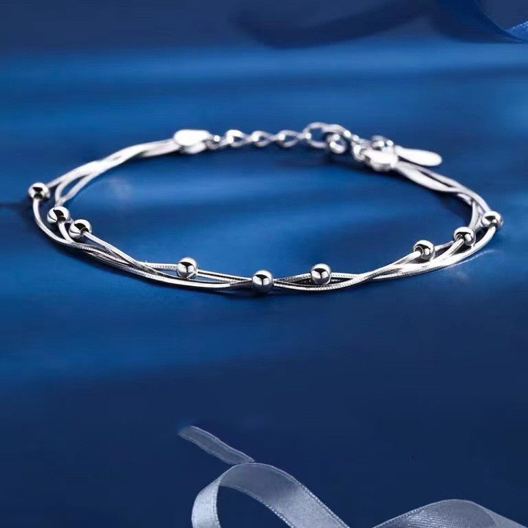 Sterling Silver Women's Bracelet - Simplified Korean Design