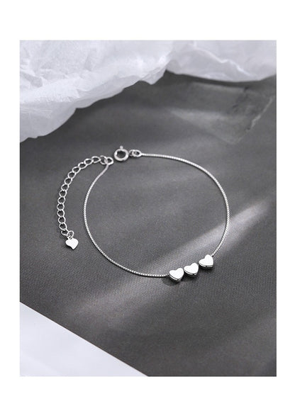 925 Silver Plated Heart Women's Bracelet