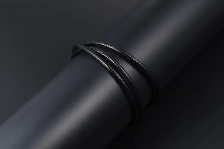 Men's Minimalist Black Woven Linen Wax Rope Necklace