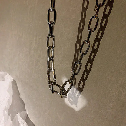 Men's Thick Chain Necklace with Diamond Embedding