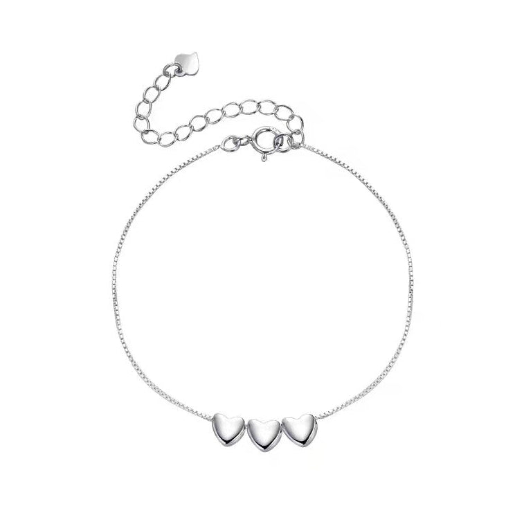 925 Silver Plated Heart Women's Bracelet
