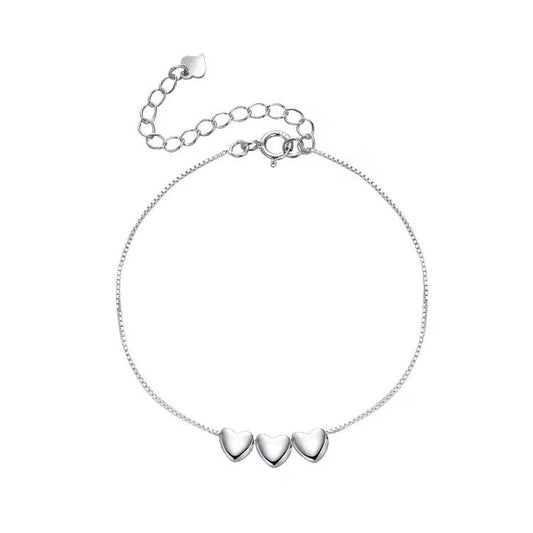 925 Silver Plated Heart Women's Bracelet
